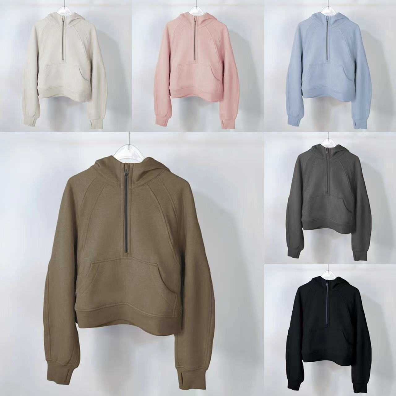 

2023 Fashion Zip Short Plush Autumn And Winter Yoga Hoodie Scuba Lululemens Womens Plus Thickening Jackets Hoodys Sports Half Zipper Terry Designer Sweater 23SSA, Roast brownie 039 half zip sweater