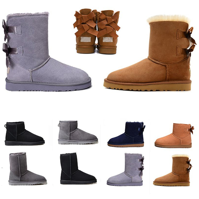 

women snow boots triple luxury designer boots black chestnut purple pink navy grey fashion classic ankle short boot womens ladies girls, With box