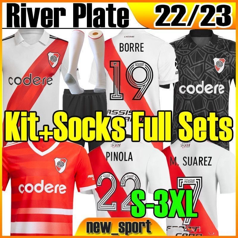 

3XL 22 23 River Plate soccer Jersey 2022 2023 fans version M.SUAREZ J.ALVAREZ DE LA CRUZ MONTIEL CARRASCAL BORRE Retro men kids kit socks full sets football shirts, 22 23 home patch
