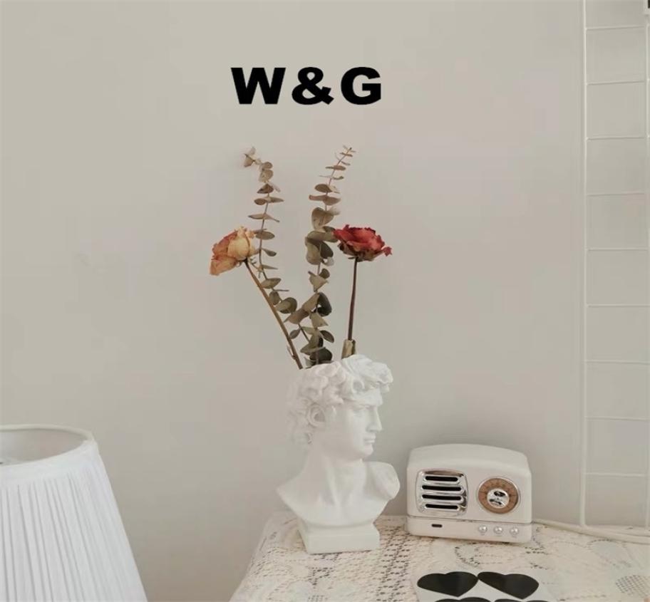 

WG Modern Nordic Style Creative Portrait Vase Human Head Flower Vases Decorative Ornaments Resin David Home Flowers Art Decor LJ29501316