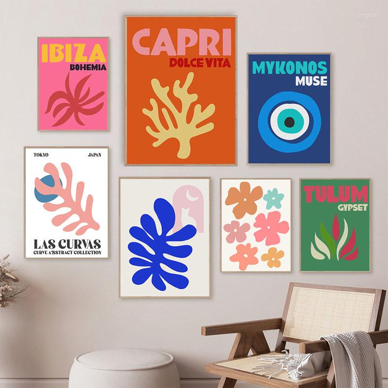 

Paintings Ibiza Mykonos Muse Eye Tulum Coral Flower Wall Art Canvas Painting Nordic Posters And Prints Pictures For Living Room Decor