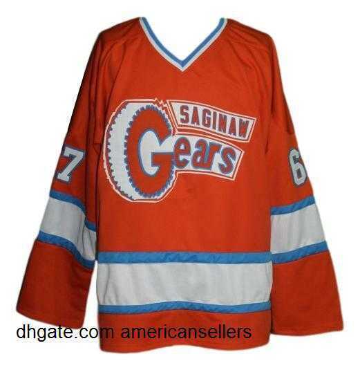 

Saginaw Gears Retro Custom Hockey Jersey 1973 Orange add any number name