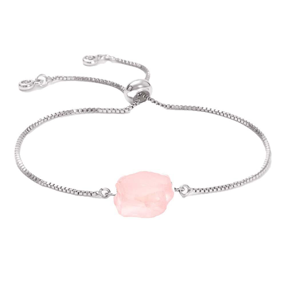 

Chain Rose Quartz Women Chain Bracelet Diffuse Energy Healing Chakra Crystal Yoga Cuff Gemstone Bangle Rough Original Stone Dhgarden Dhzld