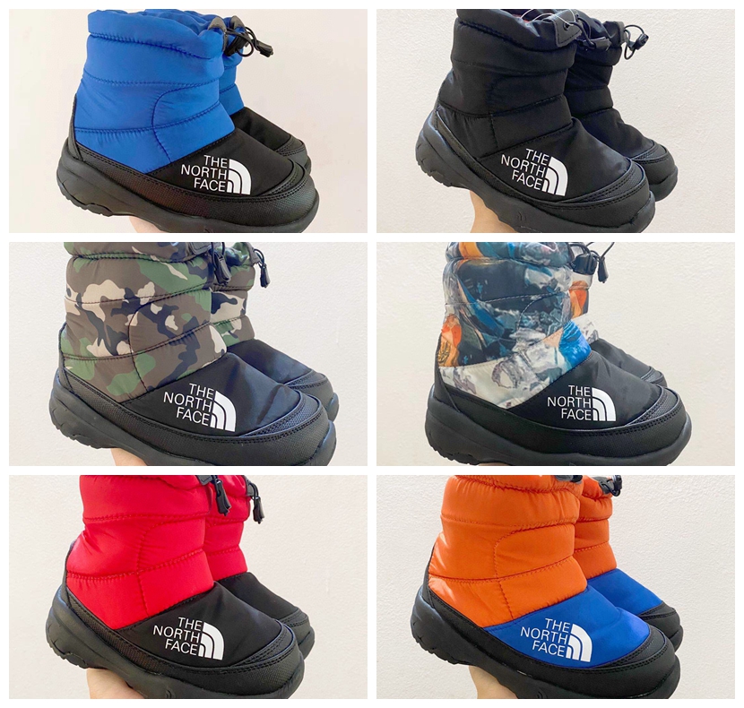 7Color ARM Top TheNorthFace Kids Snow Boots Winter Keep Warm Boys Girls Sneakers Classic North Snow Mountain Camo With Down Jackets Outdoor Babys