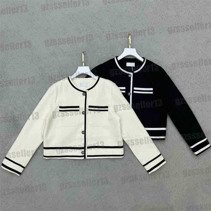 

Designer Womens Jacket CNEL22SS Contrast Color Jackets Striped-embellished Crew-neck Cardigan Sweatshirt Brand Women Clothing