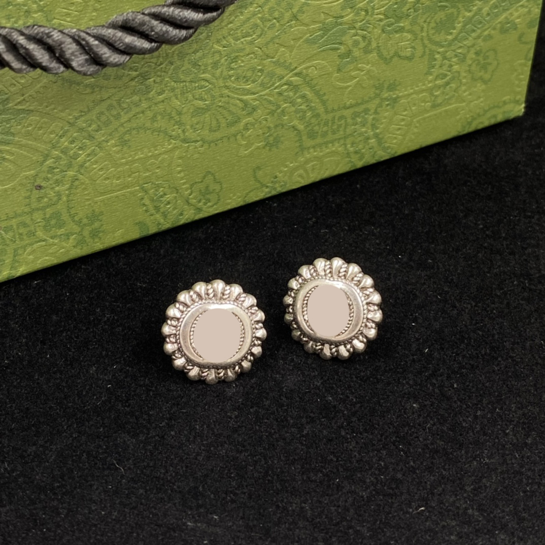 

Stylish Diamond Designer Earrings Charm Interlocking Letter Eardrops Women Floral Studs Embossed Stamp Dangler With Box