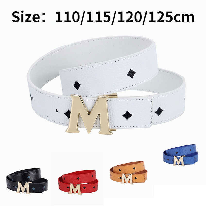 

2022 Famous brand designer fashion letter M buckle men's waist belt classic luxury top quality wholesale women/boy/girl black white red blue yellow belt