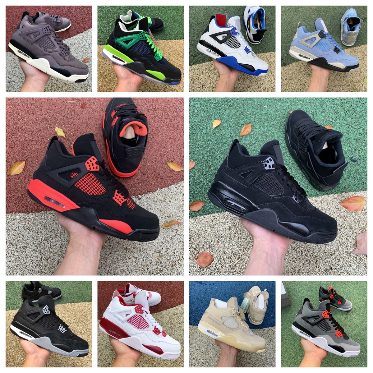 

Jumpman 4 4s Retro Basketball Shoes Mens Women Sail White Oreo Bred UNC Military Black Cat Canvas University Blue Red Thunder Infrared Midnight Navy Sports Sneakers, Bubble package bag
