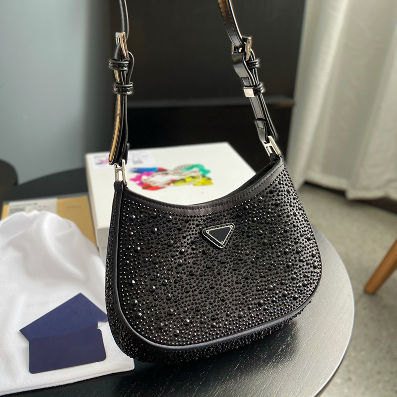 

23 Sparkle Rhinestone Bag Hobos Womens Shoulder Bags Handbags New Designer Crossbody Bag Backpack Totes Tote Designers Purses Hobo D2211242F, Black