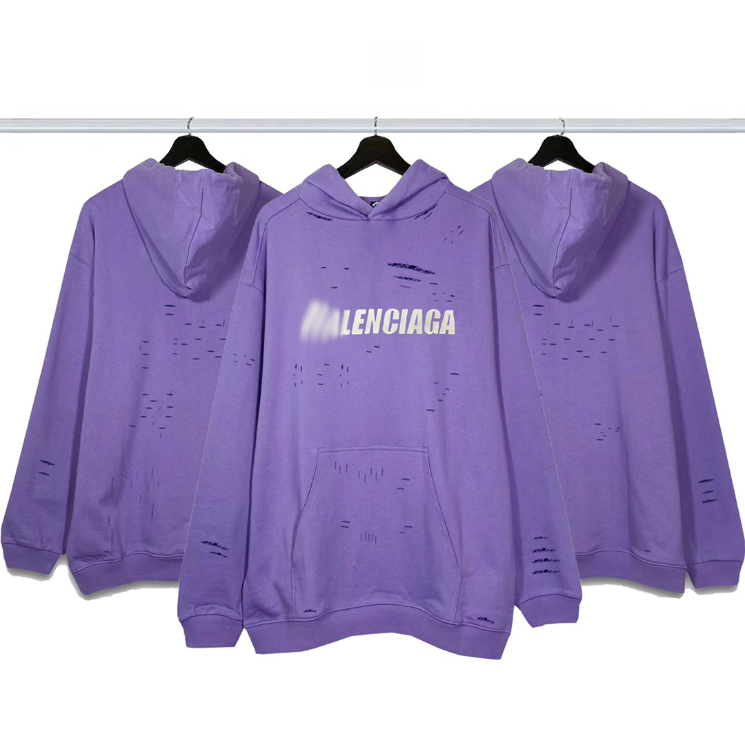 

Bal Tear Big Hole Brown Hoodie Classic Printing Ellipse Machine Imported Glue Process Washing Ing Cloth Using 32s420g Sc3, Purple
