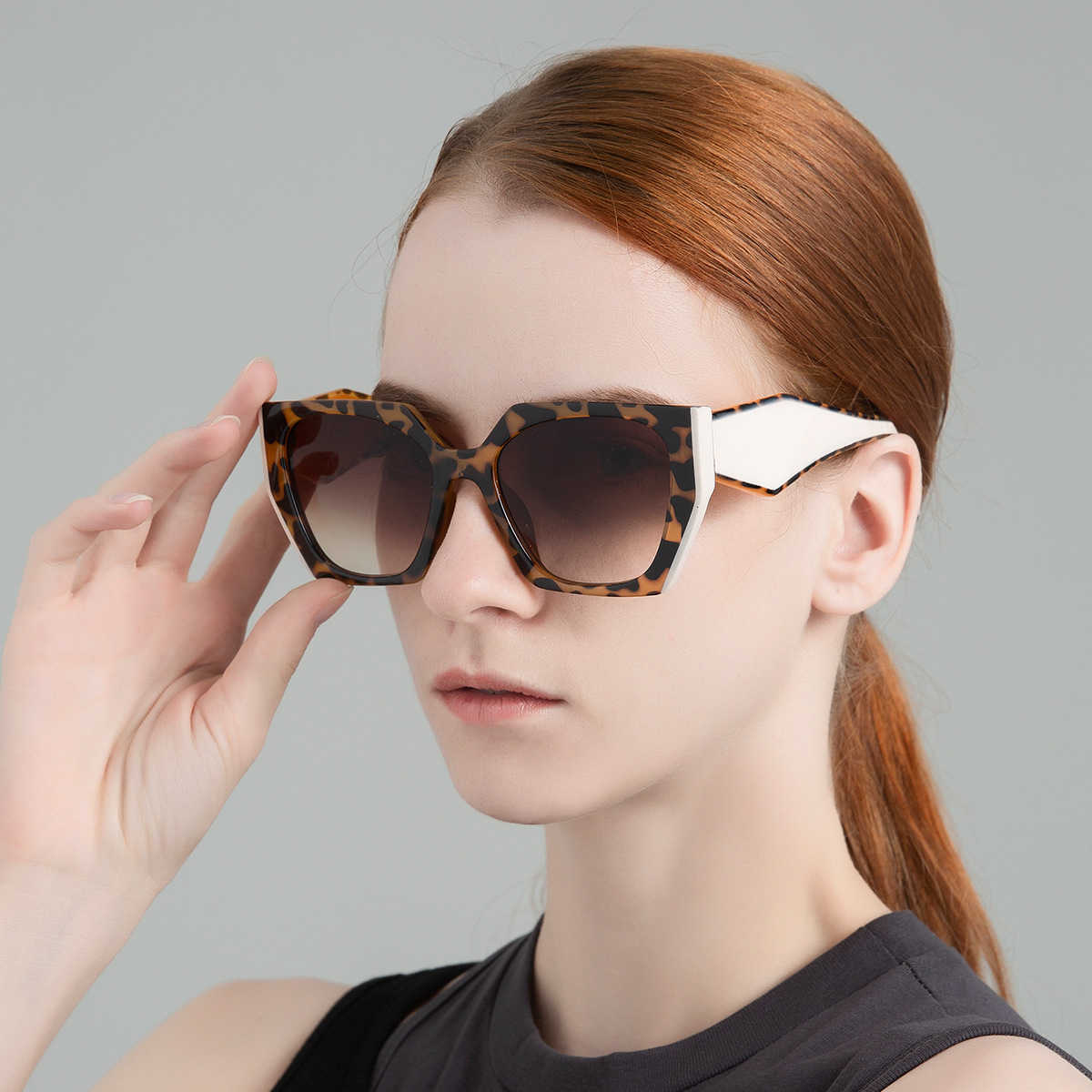 

22 new color blocking PRA same polygon UV400 Sunglasses ins style