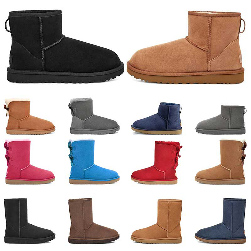 

Designer Boots Women Booties Classic Autralia Snow Boot Ankle Mini Short Bow Fur Winter Black Grey Chestnut Bowtie Luxurys womens Fashions, 16