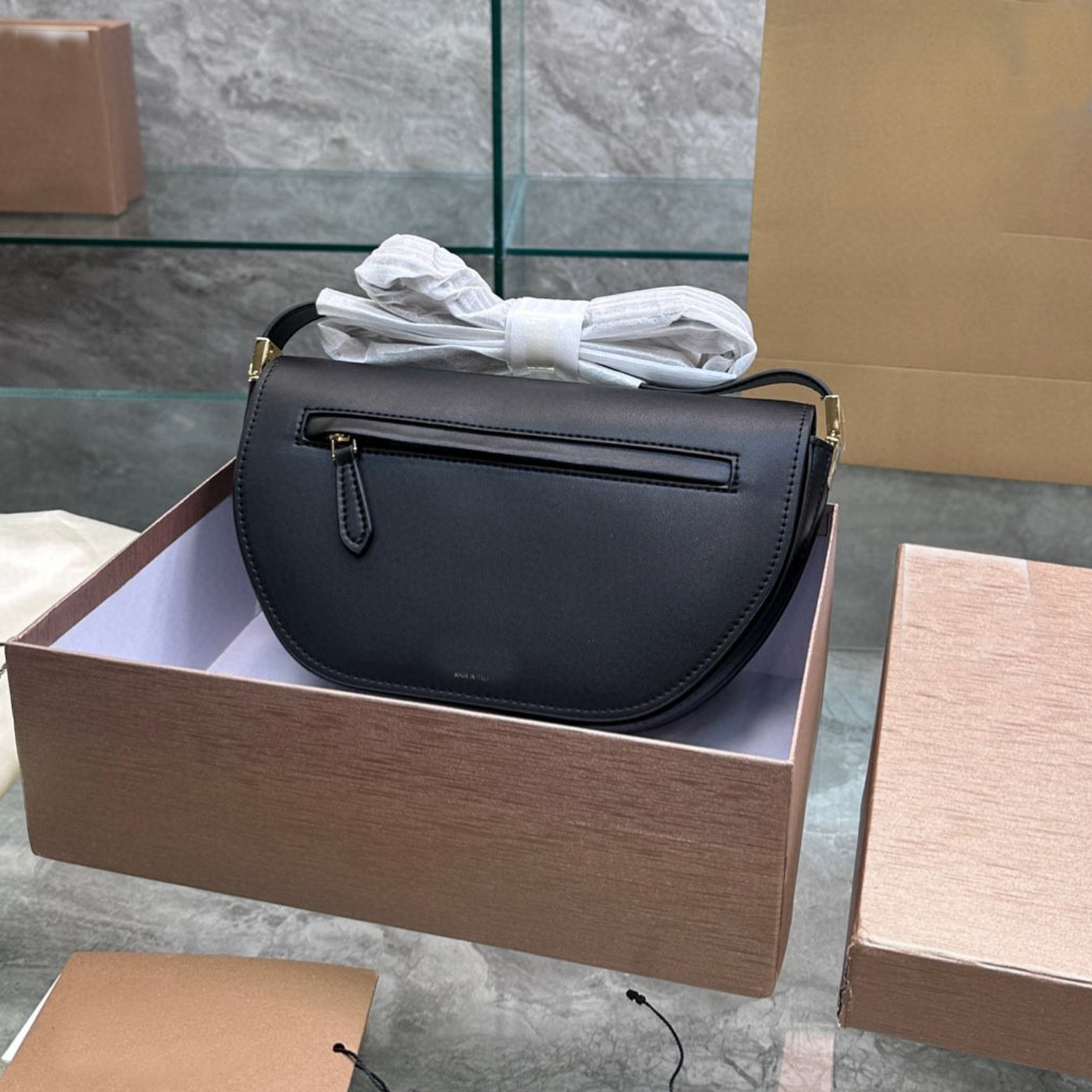 

5A Designer Bags Luxury Shopping Handbags Leather Women Hand Female Tote Messenger Half Moon, Clear