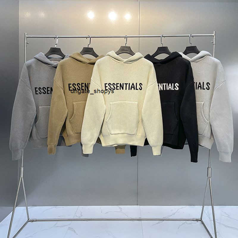 

men' hooded essentialss New fog multi thread chest letter sweater knitted, Black