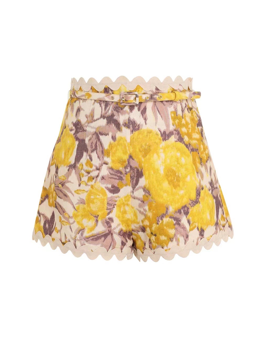 

Women's Shorts Australian designer designed linen print shorts for spring and summer 2023, Multi
