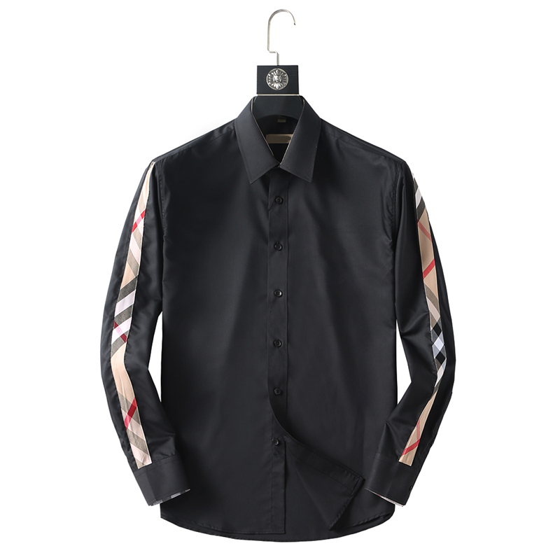 

Men's Casual Spring and Autumn highquality Business classic fashion Long Sleeve Shirt solid color embroidered badge decorated shirts Size M-XXXL #885 7RZI, White