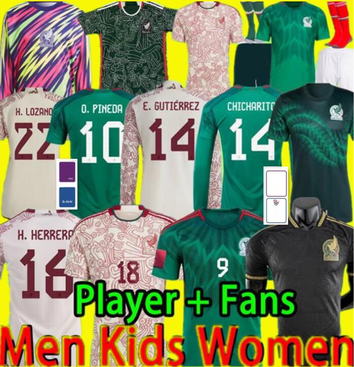 

Player Fans Version 2022 2023 Mexico Soccer Jersey Home green Away NEW National Copa America 22 23 CHICHARITO LOZANO VELA RAUL Men Kids Women Third Football Shirts, Away player
