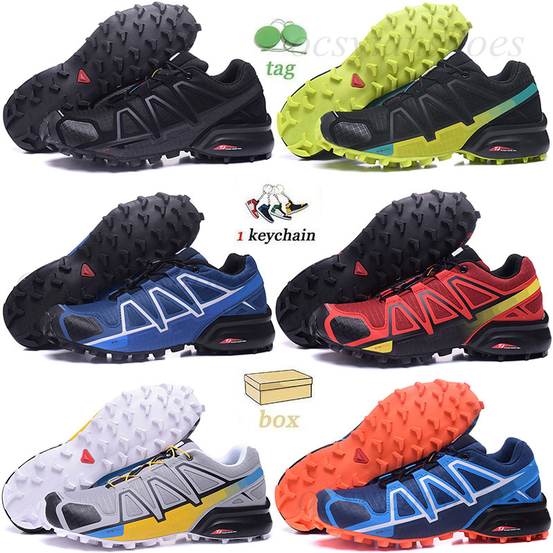 

Salomon Speed Cross 4 Outdoor Mens Running Shoes Runner Trainers Men Fluorescent Yellow Orange PRO Dark Grey Cyanine Sports Sneakers, Black grey 40-47