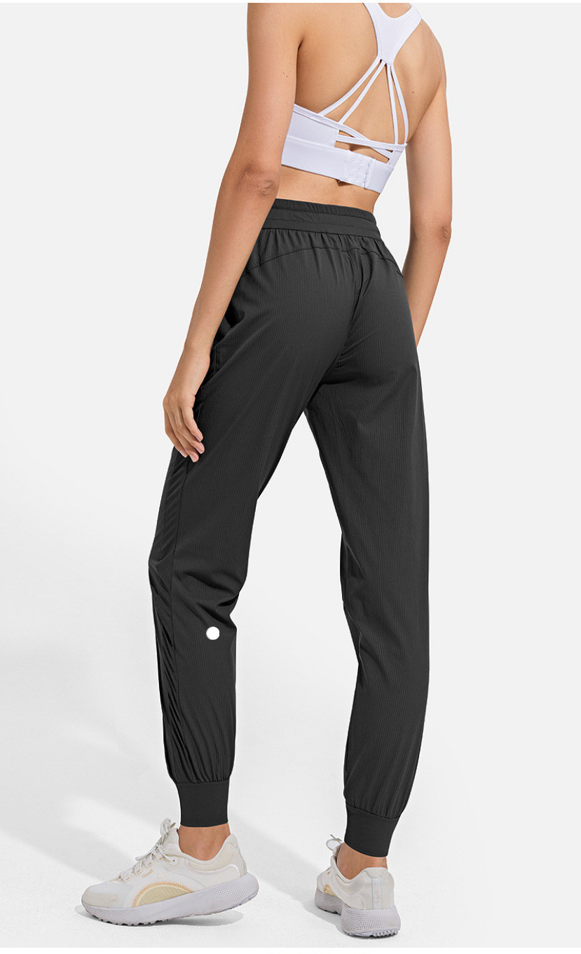 

LL-YDK01 Pants Women' Trousers Yoga Outfit Loose Ninth Pants Excerise Sport Gym Running Casual Long Ankle Banded Pant Elastic High Waist Drawstring, Black