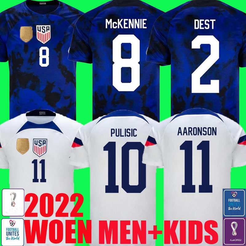 

2022 PULISIC USAS soccer jersey men kids kits united states 22 23 football shirt AARONSON 2023 REYNA McKENNIE MORRIS DEST YEDLIN Llanez ADAMS HOME WEAH uniforms WOMEN, Away +shield