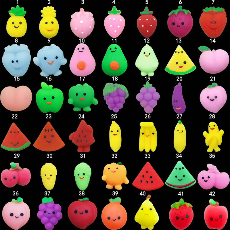 

Mochi Squishy Toys Party Favors Mini Kawaii Fruit Dinosaurs Halloween Christmas Pattern Squishies Toy for Kids Gift