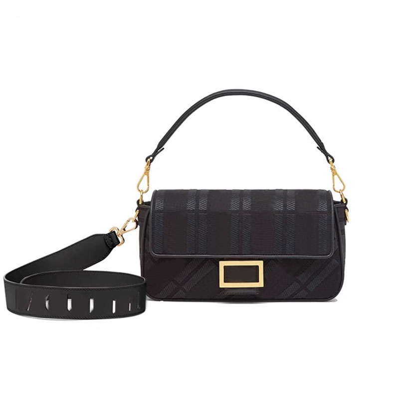 

Canvas Baguette Bag Raised Motif Letter Handbag Purse Crossbody Bags Magnetic Clasp Front Flap Laser Cut Hollow Out Detachable Shoulder Strap Inside Zipper Pocket, Box