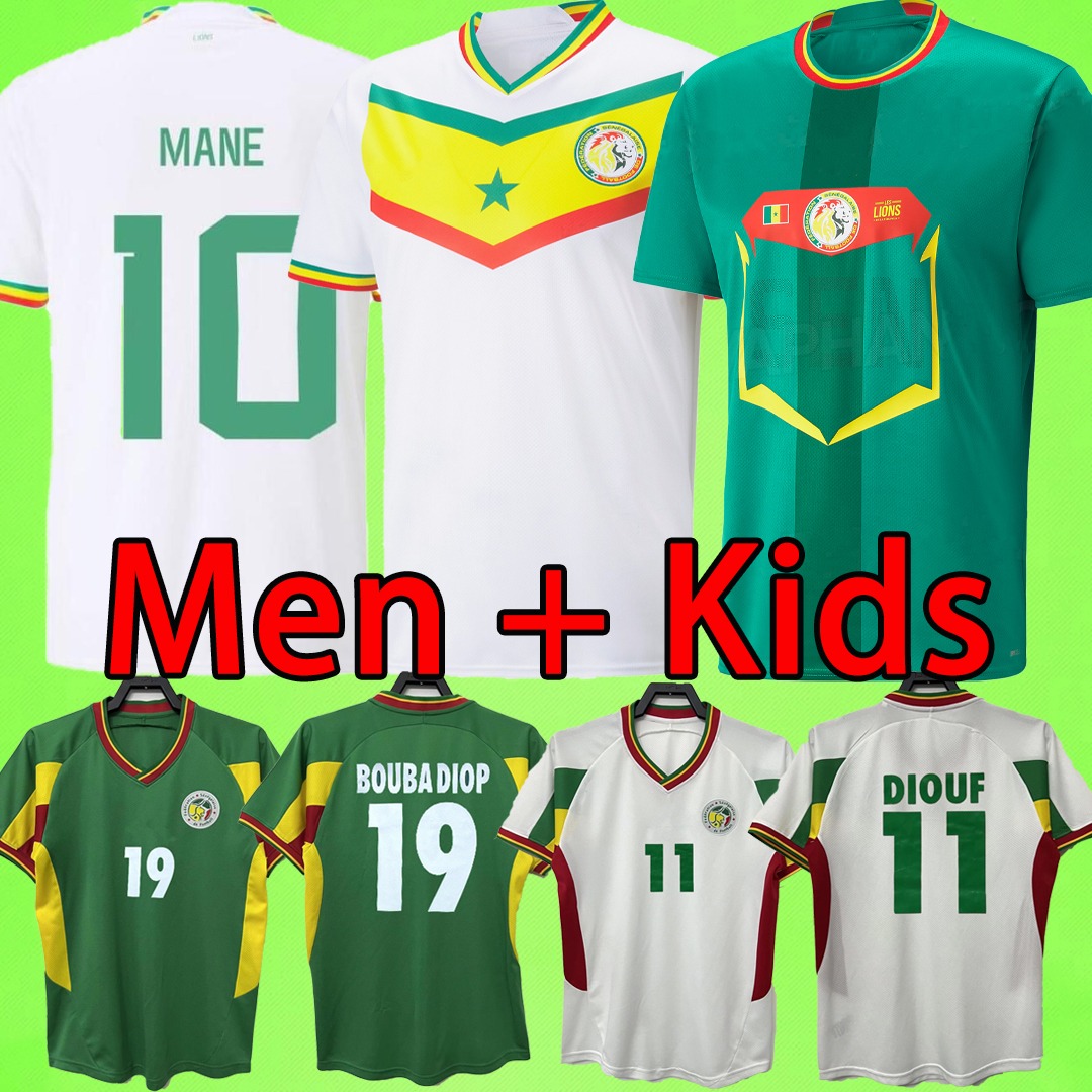 

2022 Senegal soccer jerseys MEN KIDS KIT 2023 KOULIBALY GUEYE KOUYATE SARR DIA MANE JACKSON ISMAILA SABALY 22 23 football shirts national team 2002 Retro home away