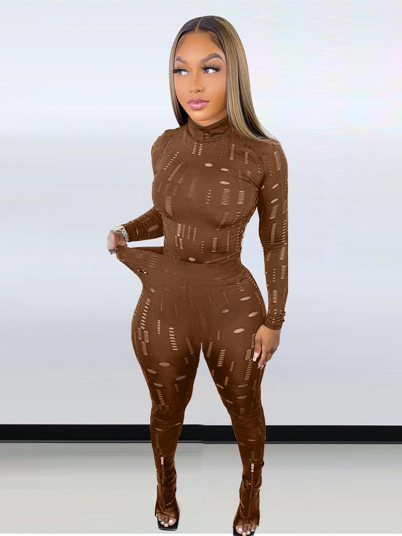 

Women's Two Piece Pants Fashion Set for Women Tracksuit Fall Sexy Clothes Hollow Out Turtleneck Top Long Suit Active Sweatsuit Woman 221123, Red