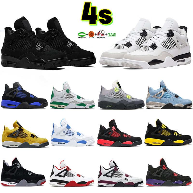 

Designer jumpman 4s Basketball Shoes University Blue Military Black Cat Game Royal red thunder men women 4 metallic green white oreo Tour Yellow mens Sneaker, No.28- shoes box