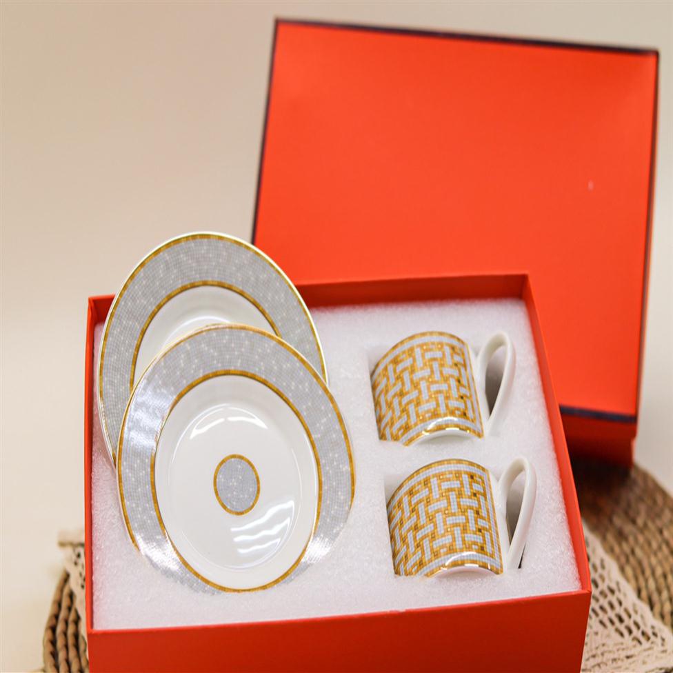 

Fine Porcelain Mug for Coffee Tea Cup Handle exquisite packaging Luxury Designer Mugs Gift279V