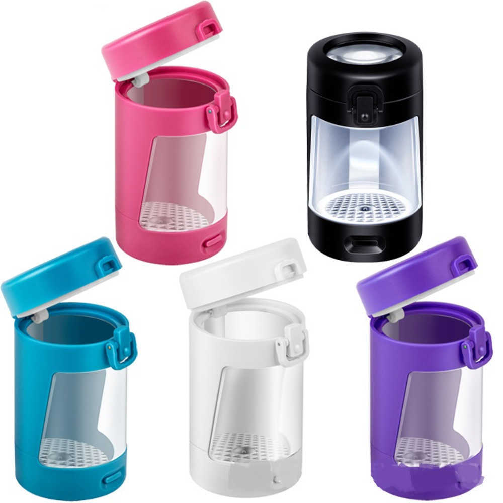 

Smoking Accessories Mini portable Tobacco storage tank with LED lights 55mm moisture proof jar W/ box wholesale tobacco set