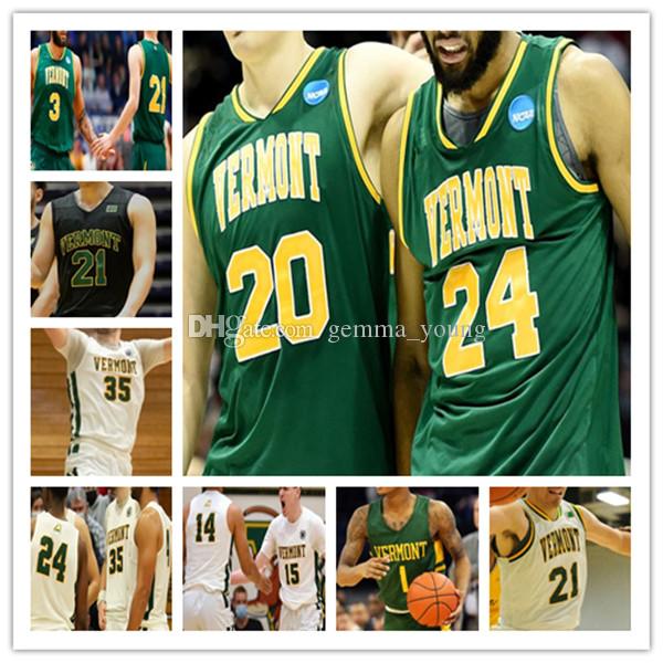 

College wear Custom Ncaa Vermont Catamounts UVM Basketball Jersey College Ben Shungu Ryan Davis Isaiah Powell Justin Mazzulla Finn Sullivan, Man green