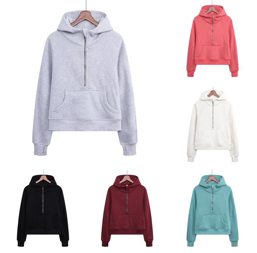 

LULU Yoga Outfit Jacket Womens Sweatshirt Scuba Half Zip Hoody Hoodies Leisure Gym Clothes Workout Fitness Thick Jackets Lady