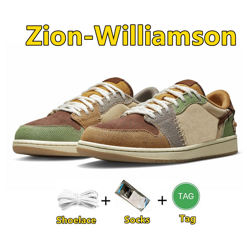 

1S Shoes Zion Williamson x 1 Low Og Voodoo Flax Muslin Fauna Brown Oil Green Sesame Moon Fossil Dz7292-200 Men Women Sports Sneakers, Color#1