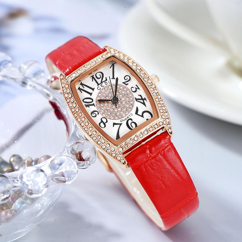 

Wristwatches Fashion Barrel Temperament Extravagant Korean Version Diamond Belt Ladies Watch Womens Waterproof Quartz Watches, Yellow brown