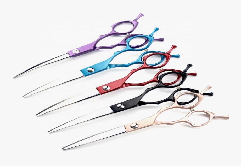 

Hair Scissors 65 Inch Left And Right 440C Japanese Stainless Steel Grooming Curved Blade Dog