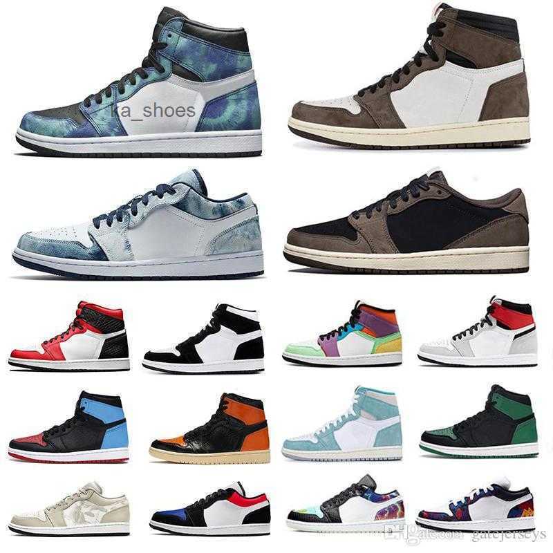 

men women Nakeskin 1 Retro shoes High Low Twist obsidian UNC Pine Green Shattered Backboard Tie Dye Outdoor trainers, Multicolor low
