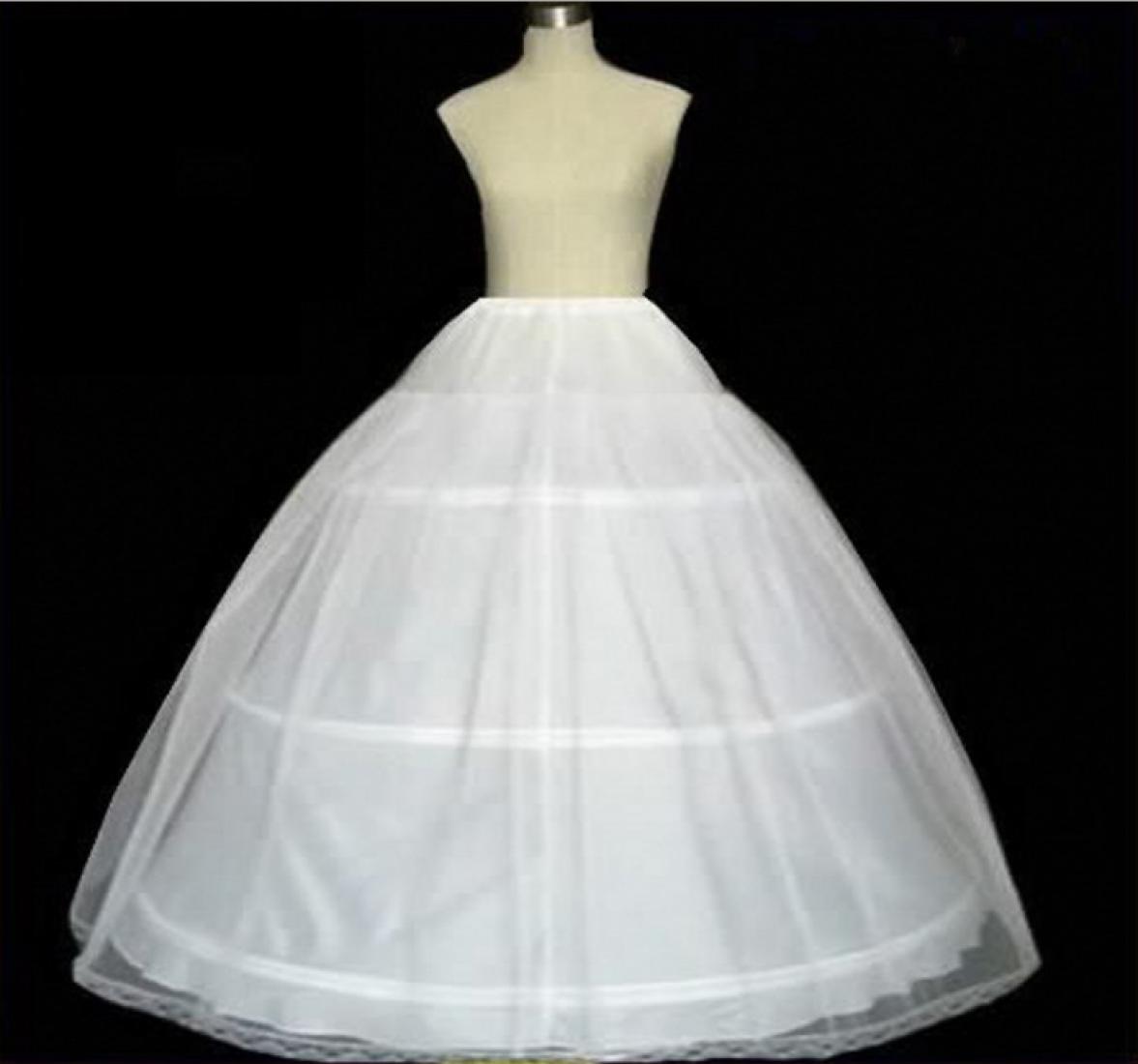 

Women 3 Hoops Bridal Petticoats For Ball Gown Underskirt Bride Wedding Dress Skirt Lining Elastic Waist Crinoline Skirt Adjustable5811639, White