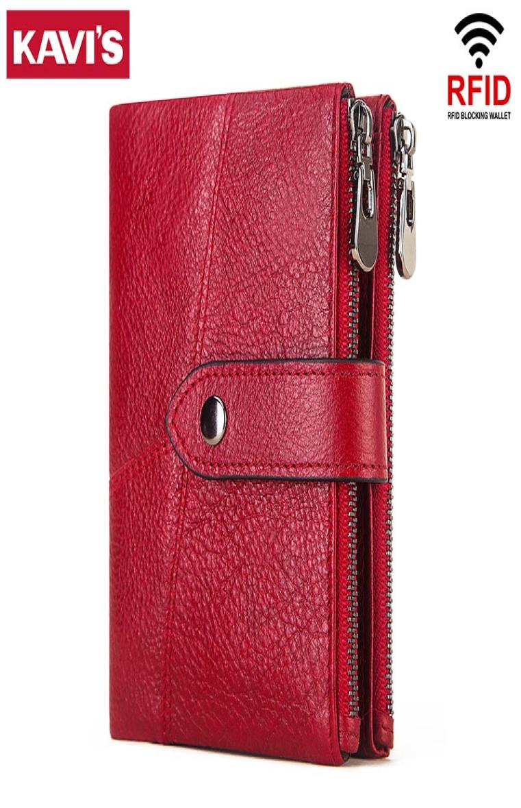 

KAVIS Genuine Cow Leather Women Wallets Pocket Ladies Female Purse Clutch Small Wallet Short Card Holder Girls Fashion Red Color5234202, Coffee