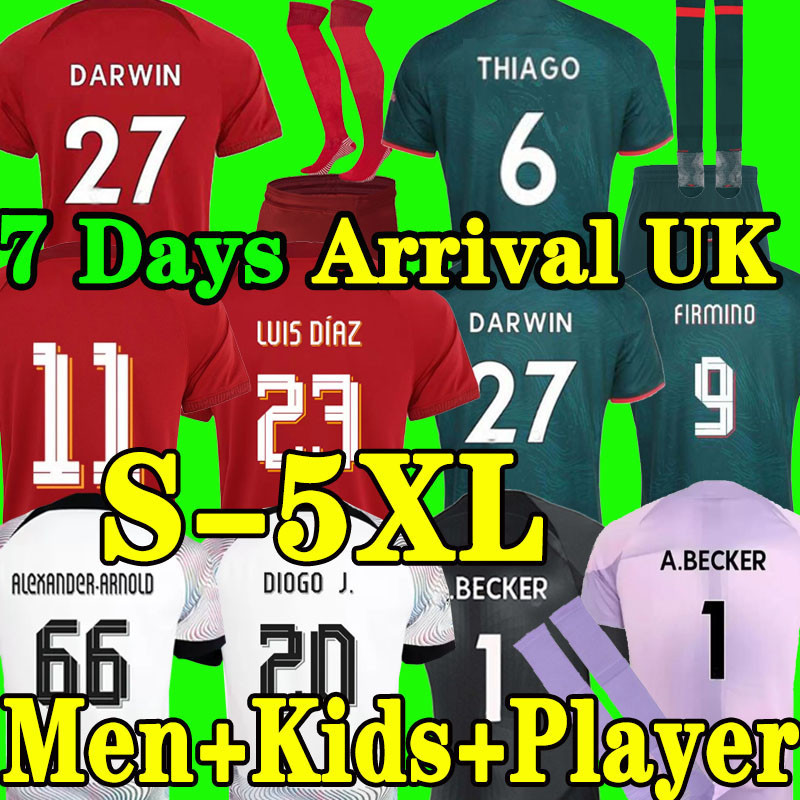 

4XL 5XL Big Size 22/23 soccer jerseys DARWIN Luis Diaz 2022 2023 Fans Player RAMSEY ALEXANDER ARNOLD DIOGO J. Fabinho Jones A.BECKER ROBERTSON Men kids Football shirts, 22 23 training