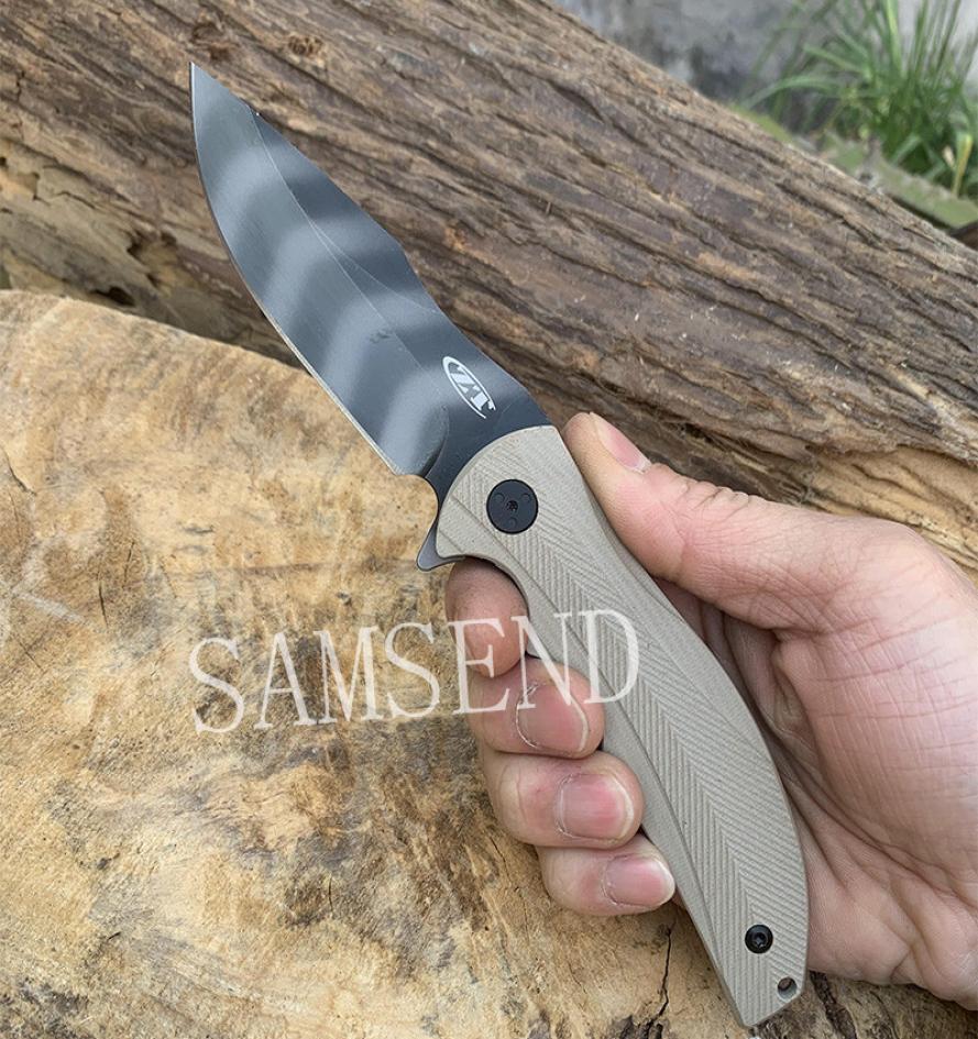 

ZT 0606CF Outdoor G10 handle Hiking hunting tiger pattern folding knife EDC Multifunctional tool7162117