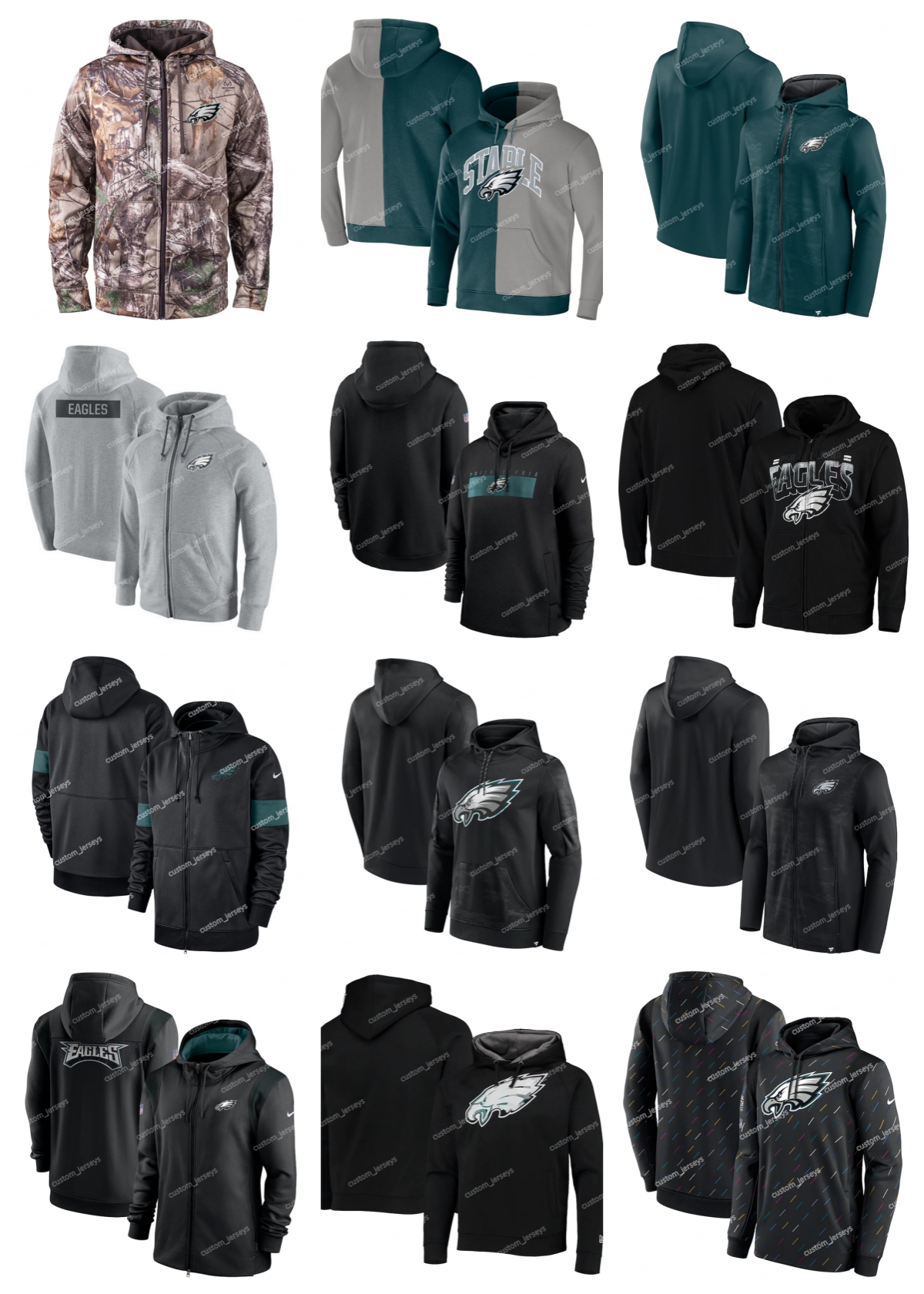 

Men Women Youth Philadelphia''Eagles''Hoodie Olive 2022 Salute to Service Therma Performance Pullover Custom Football Zipper''NFL''Hoodie, 12