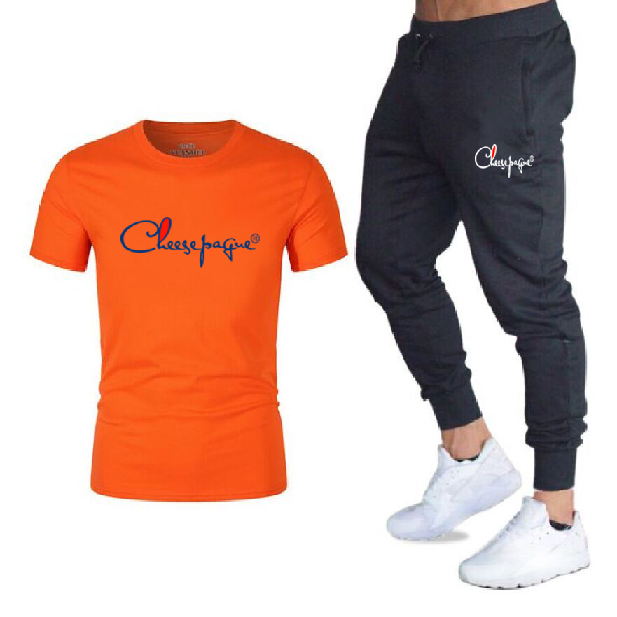 

Summer Men Running Sets Tracksuit Men Football Jerseys Sportswear Short Sleeve T-shirt Shorts Sports Suits 2-piece Set, 19