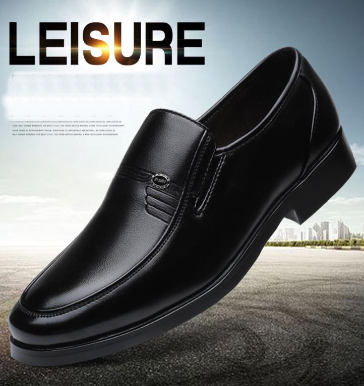 

Big size Men office dress shoes elderly shoes round toes man official loafer male business flats father casual shoe JI152049756, Black flat heel