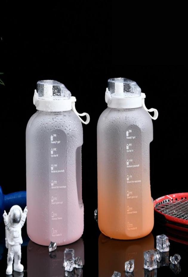 

Water Bottle Leakproof Sports BPA Portable Large Capacity Cycling Kettle Gradient With Handle, Red