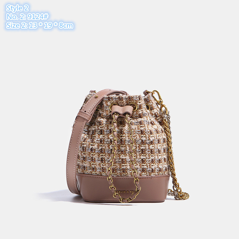 

Wholesale factory ladies shoulder bags 2 styles winter woolen stitching foreign chain bag sweet little fresh woven handbag street trend plaid coin purse, Fuchsia-5743#-woolen-style 1