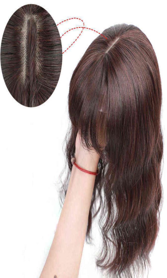 

Toupee Hair Topper Closure Short Water Wave Clip In Hair Extension Black Brown Mixed Synthetic Hair For Women 220208