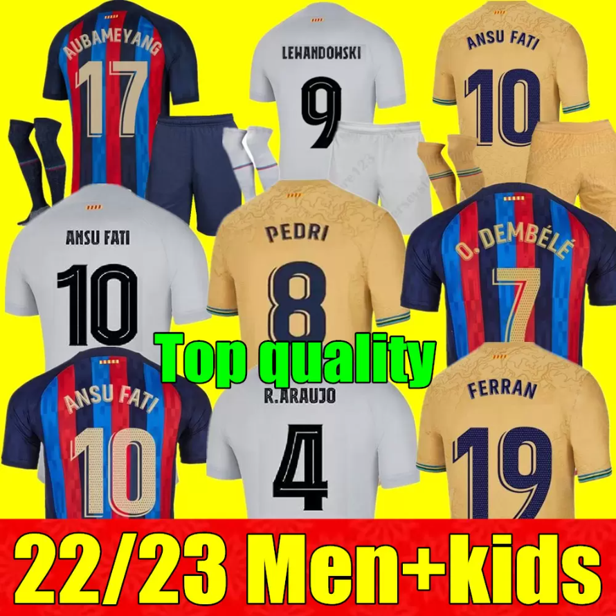 

22 23 PEDRI LEWANDOWSKI soccer jersey GAVI camiseta de futbol FERRAN 2022 2023 FC ANSU FATI RAPHINHA barcelona DEST football shirt men barca kit kids equipments, 22/23 adult home+league patch