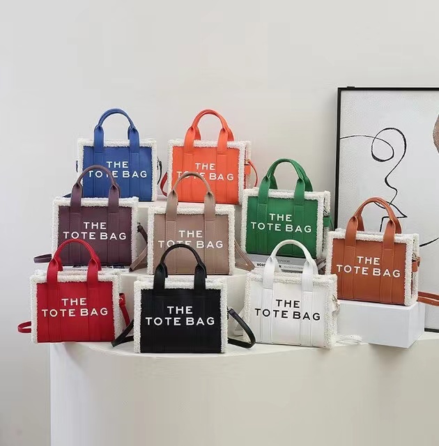 

PU Leather Marc Fashion Handbags Bag with Large Capacity Shoulder for Women wallets Letter Printed Tote Bag Multi Colors Totes Purse 7E4J, Brown