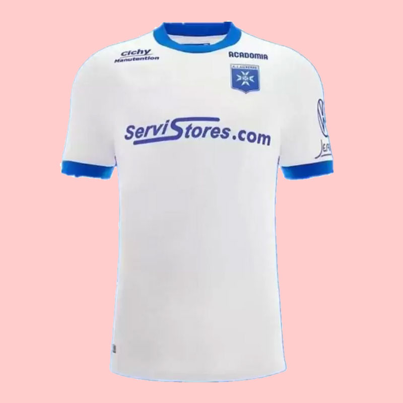 

22 23 maillot de foot AJ Auxerre soccer jersey home white 2022 2023 Gauthier Hein Hamza Sakhi Alexis Trouillet Gaetan Charbonnier Mathias Autret football shirts